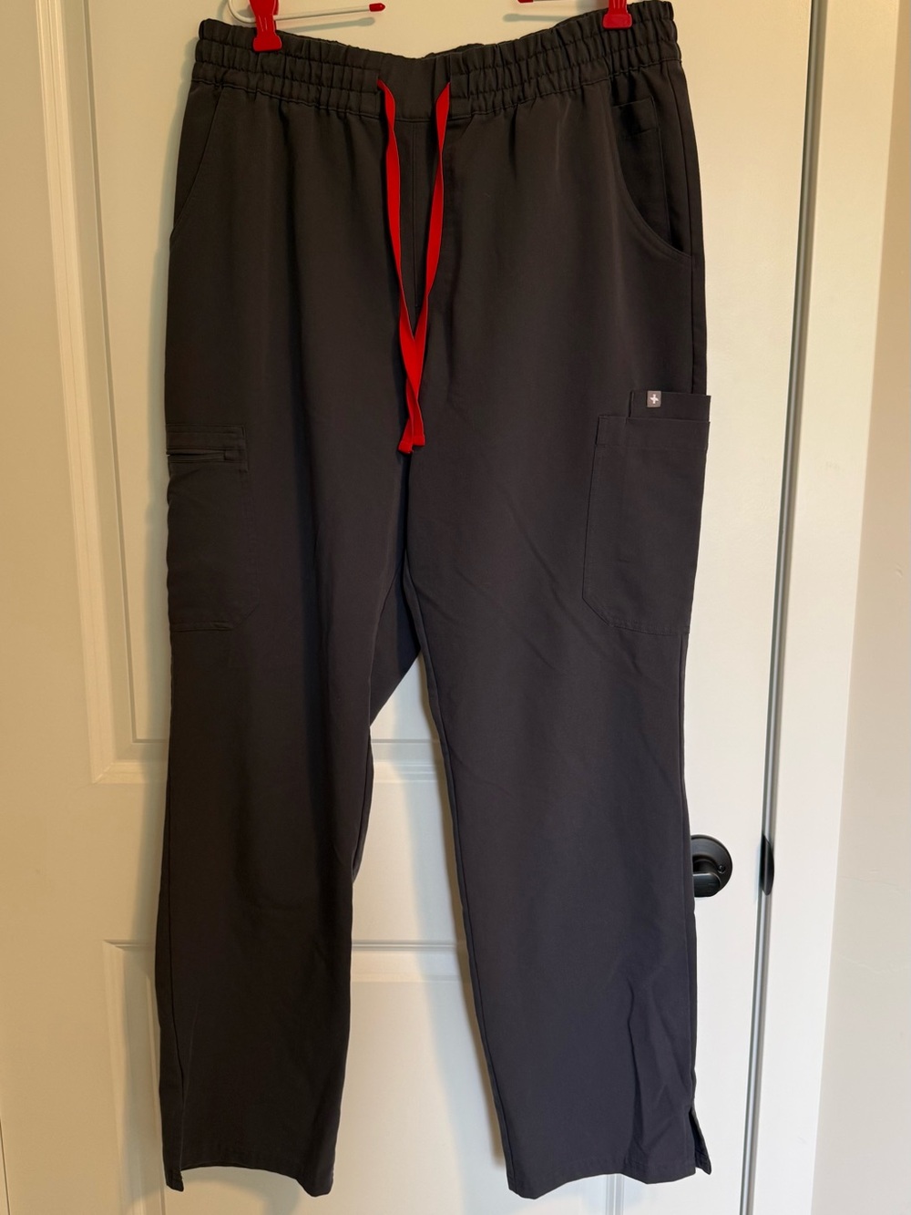 Women's Black Utility Jogger Pants with Red Drawstring